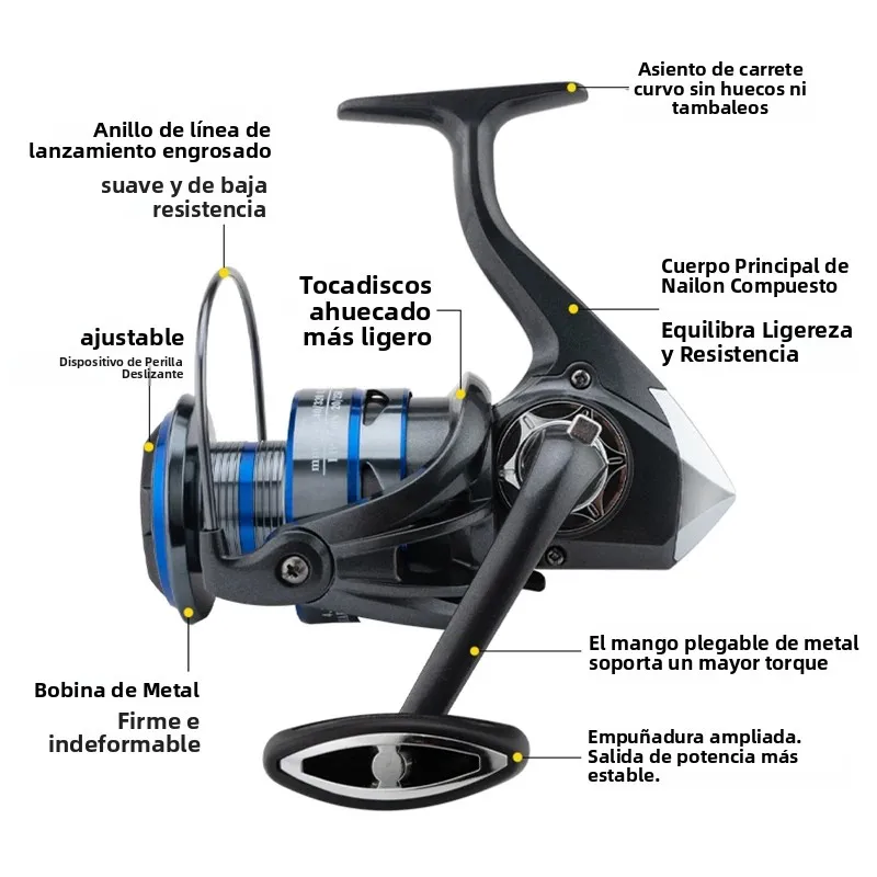 Huidiao carrete giratorio de alta resistencia 15KG arrastre potente 3 + 1BB carrete de fundición suave de juego cero 8000-10000 para Surf y pesca en alta mar - imagen 2