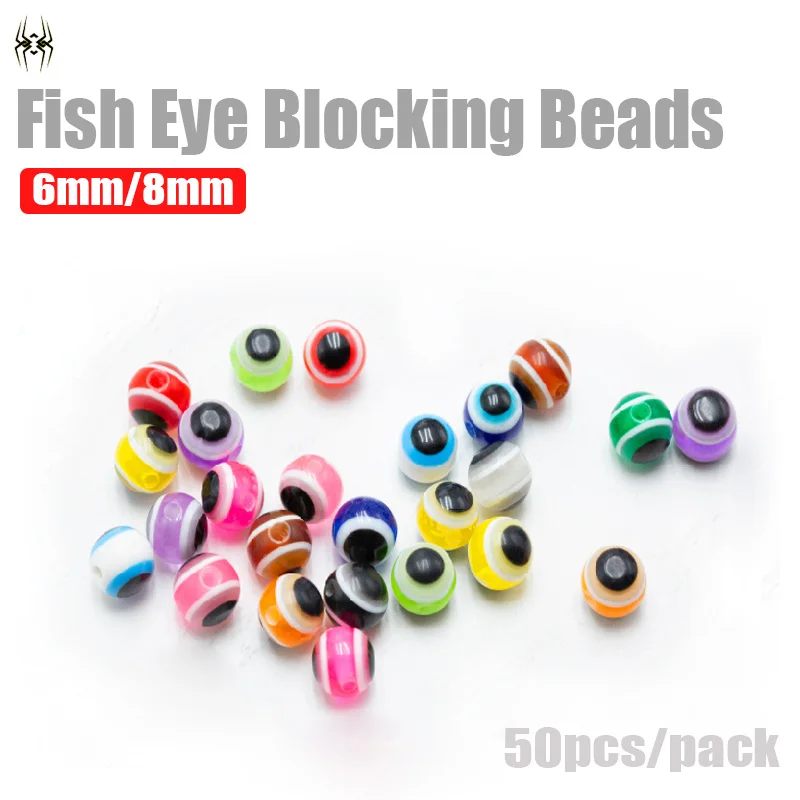 Cuentas de bloqueo de ojo de pez, 6/8mm, 50 Uds., cuentas de pesca acrílicas de colores mezclados para aparejo Texas/Carolina, Kit DIY, aparejos de pesca de lubina