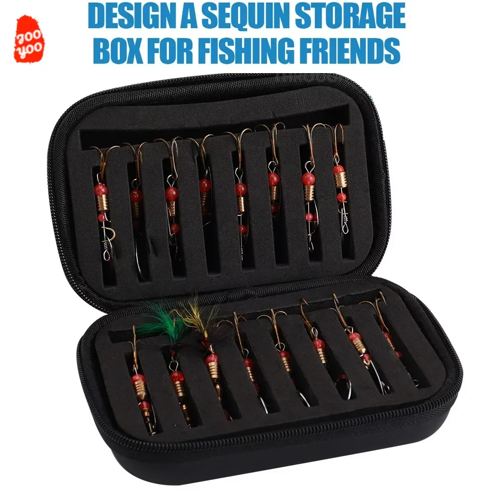 Bolsa de aparejos exteriores con lentejuelas Luya, gancho para cabeza de plomo, gancho para mosca, boca de caballo, bolsa de almacenamiento de señuelos, aparejos de pesca, bolsa de cebo, 15x10x5cm - imagen 4
