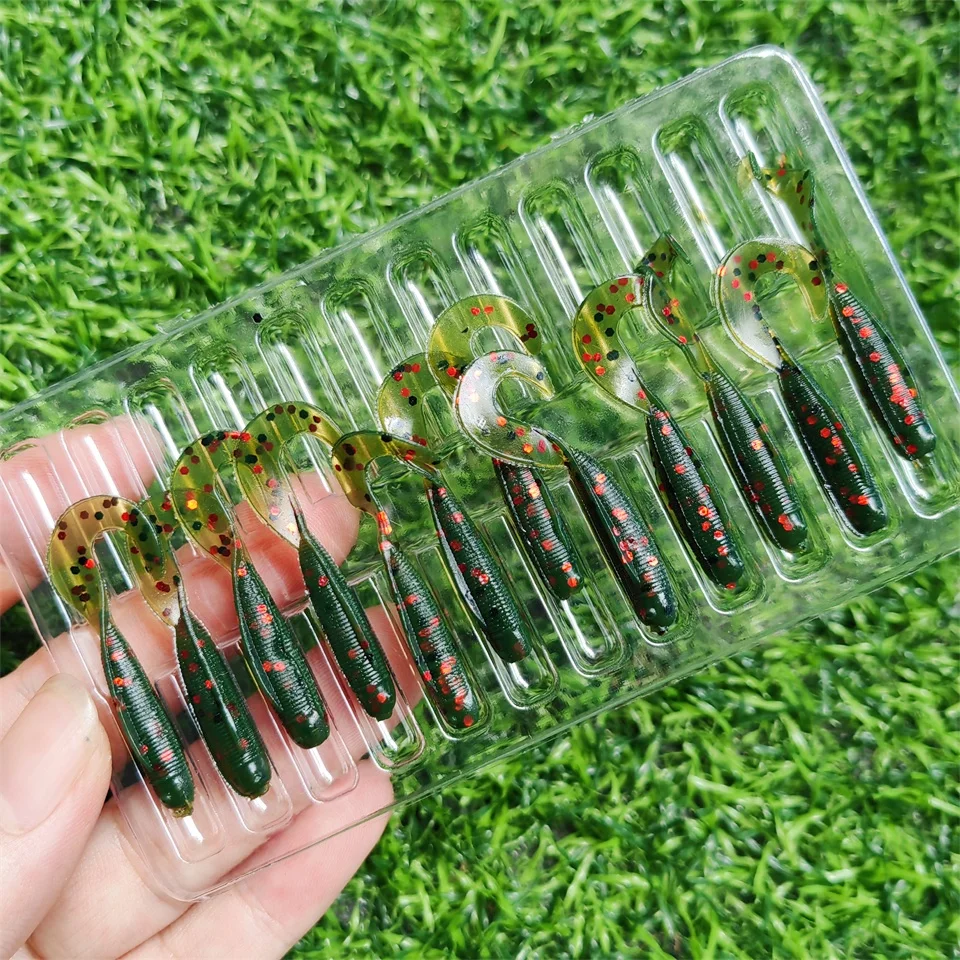 MUKUN 10 Uds pequeño señuelo suave 45MM 0,56G plantilla de Swimbait Artificial de silicona de una sola cola Pesca Señuelos de Pesca artificiales - imagen 3