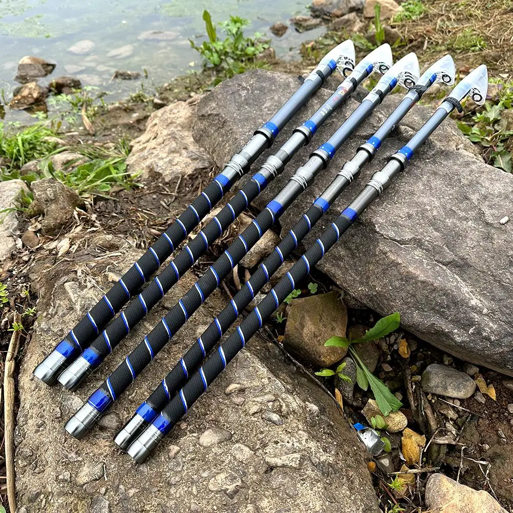 Caña de pescar giratoria de fibra de carbono telescópica de 2,1 m-3,6 m, caña de pescar de mar grande, caña de lanzamiento súper dura de larga distancia con enchufe de tierra - imagen 4