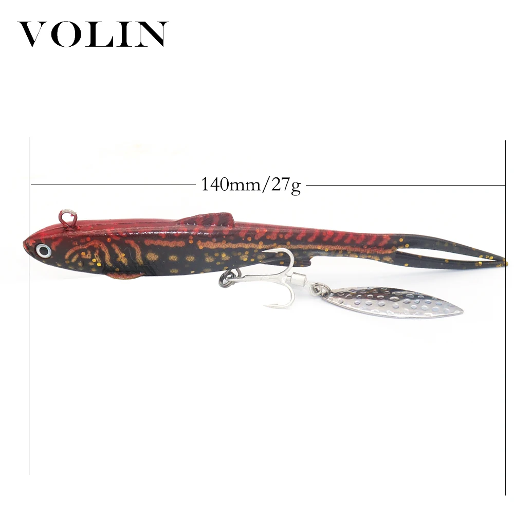 Volin-Señuelos de Pesca de 140mm y 27G, señuelos blandos Wobblers, cebo Artificial de silicona, señuelo de pesca de lubina - imagen 5