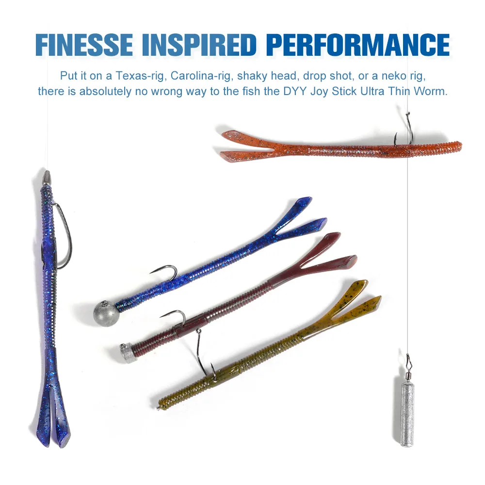DYY-Cebo blando de gusano ultrafino, Wobbler de silicona, Joy Stick, cebos de criatura, Swimbait Artificial, señuelo de pesca, 11cm, 2,4g, 10 piezas - imagen 3