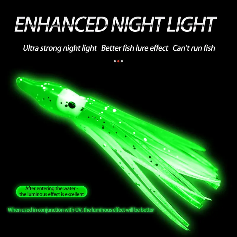 Anzuelos de pesca de 37cm, cuerda luminosa de pulpo, gancho de cuerda de calamar y cola de pelo, 5 anzuelos afilados, alambre de acero, Señuelos de Pesca artificiales - imagen 2