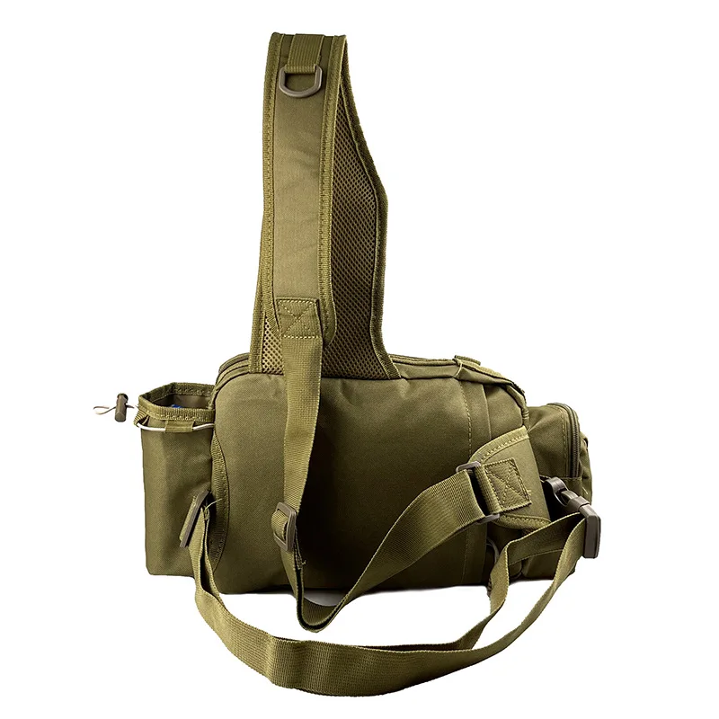 Bolso de hombro de pesca, riñonera de pesca multifuncional, nailon 600D, grande, multibolsillo, impermeable para deportes al aire libre para montar - imagen 5