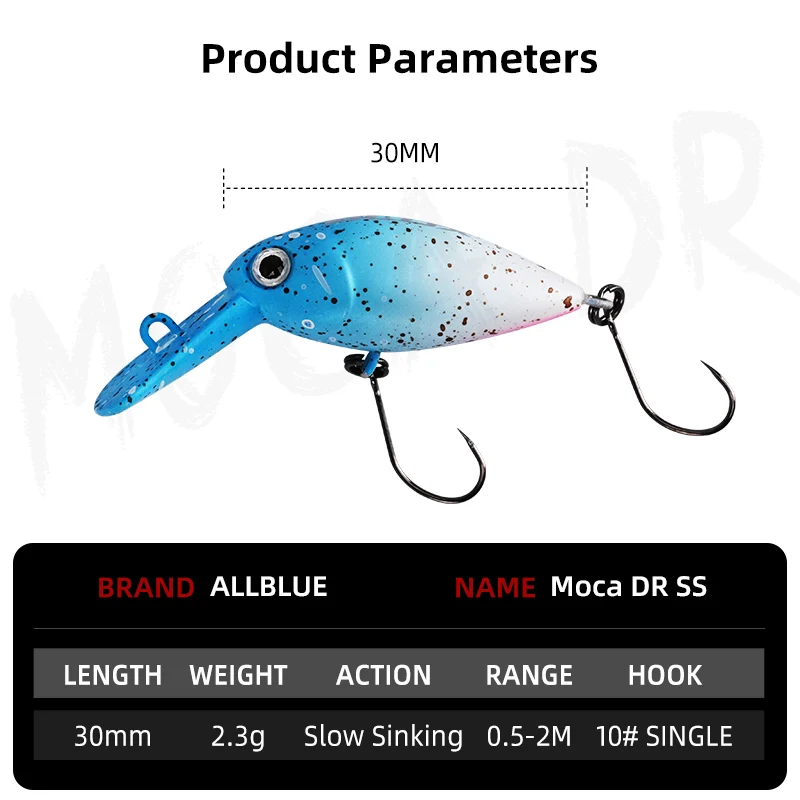 ALLBLUE MOCA Crankbait hundimiento lento – Wobbler para trucha - imagen 4