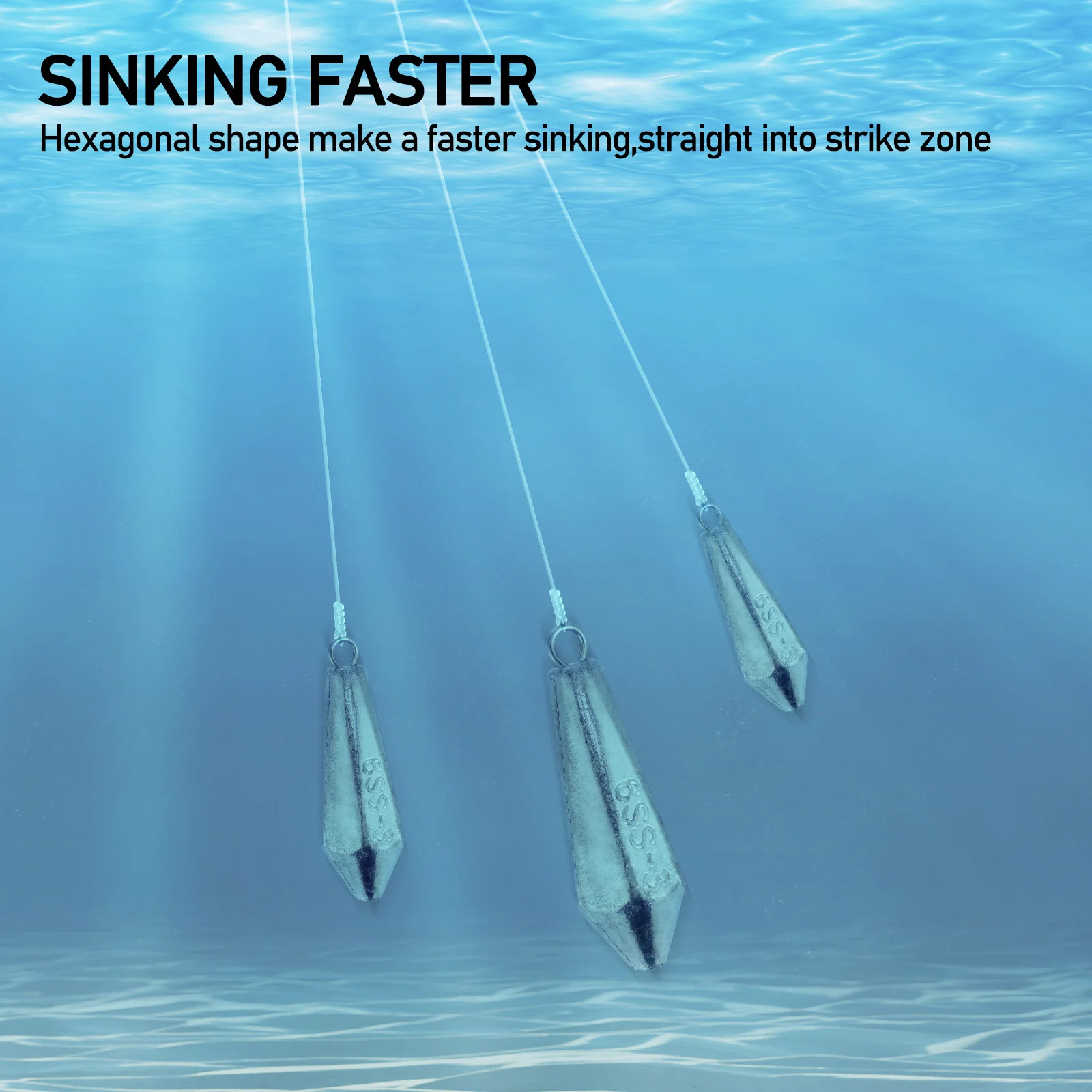 Pesas hexagonales de pesca, plomos de fundición de 5-20 piezas, pesca de Surf, plomo, pez gato, trucha, lubina, agua salada - imagen 5