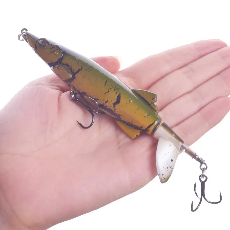 Señuelo de Pesca Topwater, 1 unidad, 13cm, 16g, cebo Artificial, cola giratoria dura y suave, aparejos de Pesca de Lucio, Geer Swimbait, Pesca