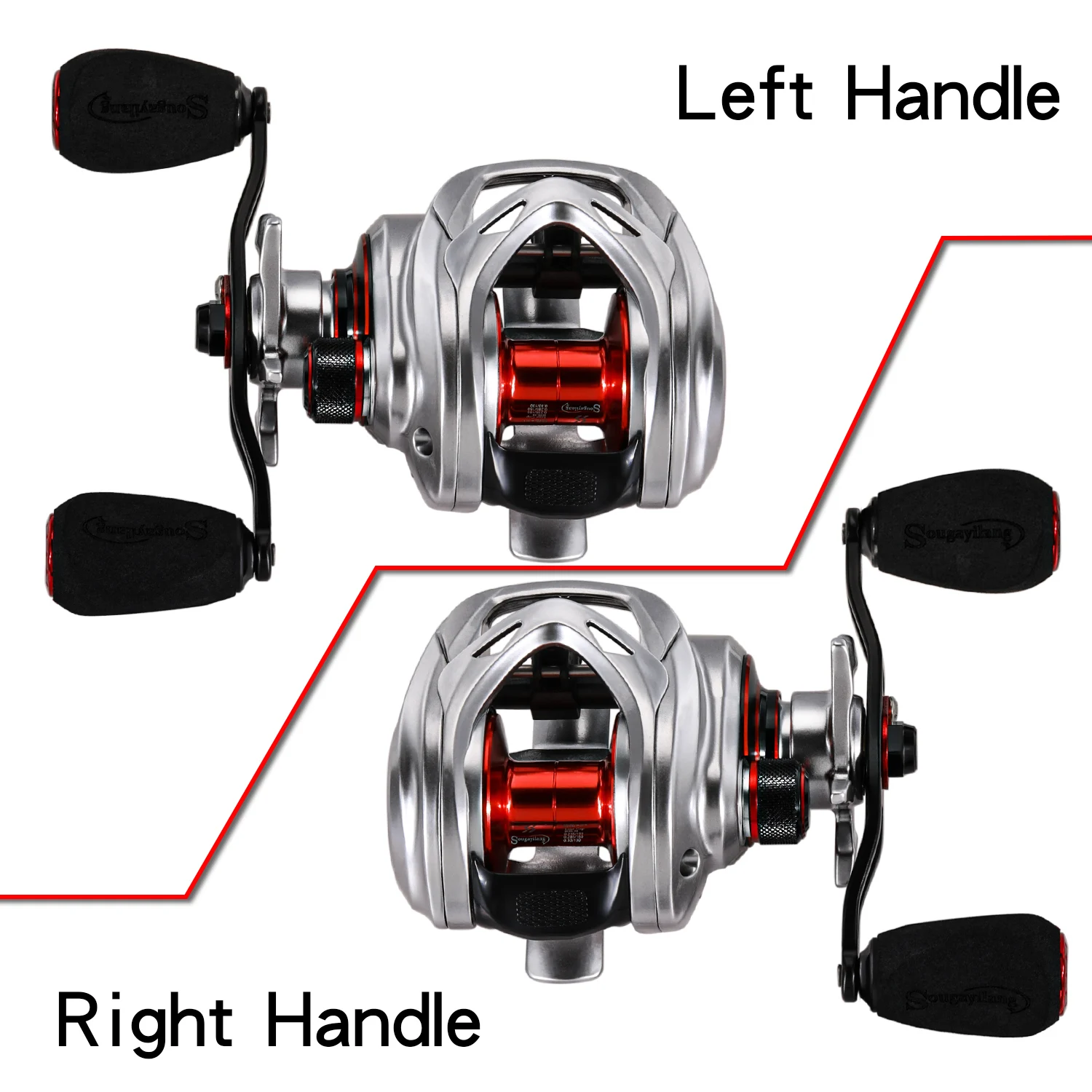 Sougayilang-carrete de Baitcasting, sistema de frenado magnético 9 + 1BB, relación de engranaje 8,0: 1, carrete de aluminio, arrastre máximo de 8KG, bobina de pesca de agua dulce - imagen 4