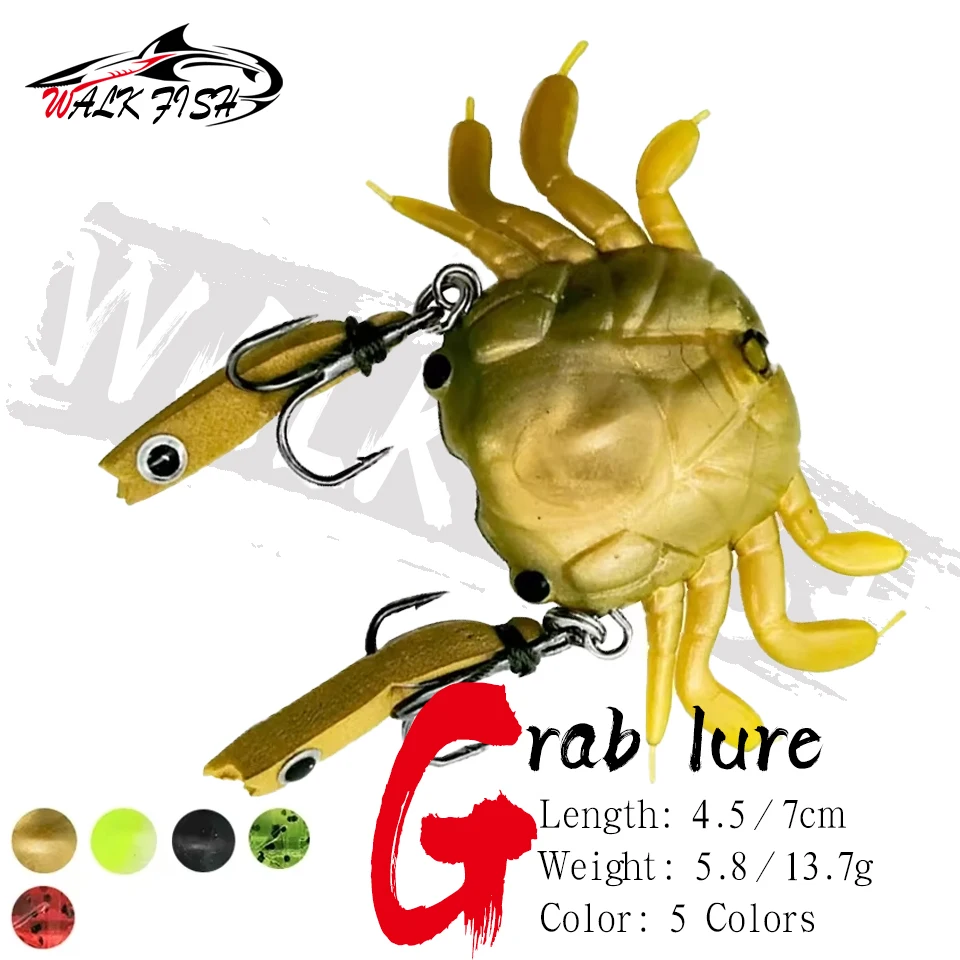 WALK FISH 1 Uds 5,8g 13,7g señuelo suave de silicona cebo Artificial falso cangrejo calamar tres anzuelos pesca en barco pesca en mar pez mandarín