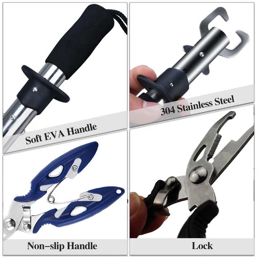 Goture-controlador de pesca de acero inoxidable + juego de alicates, agarrador de labios de pescado giratorio/fundido multifuncional, herramienta de pesca duradera - imagen 3
