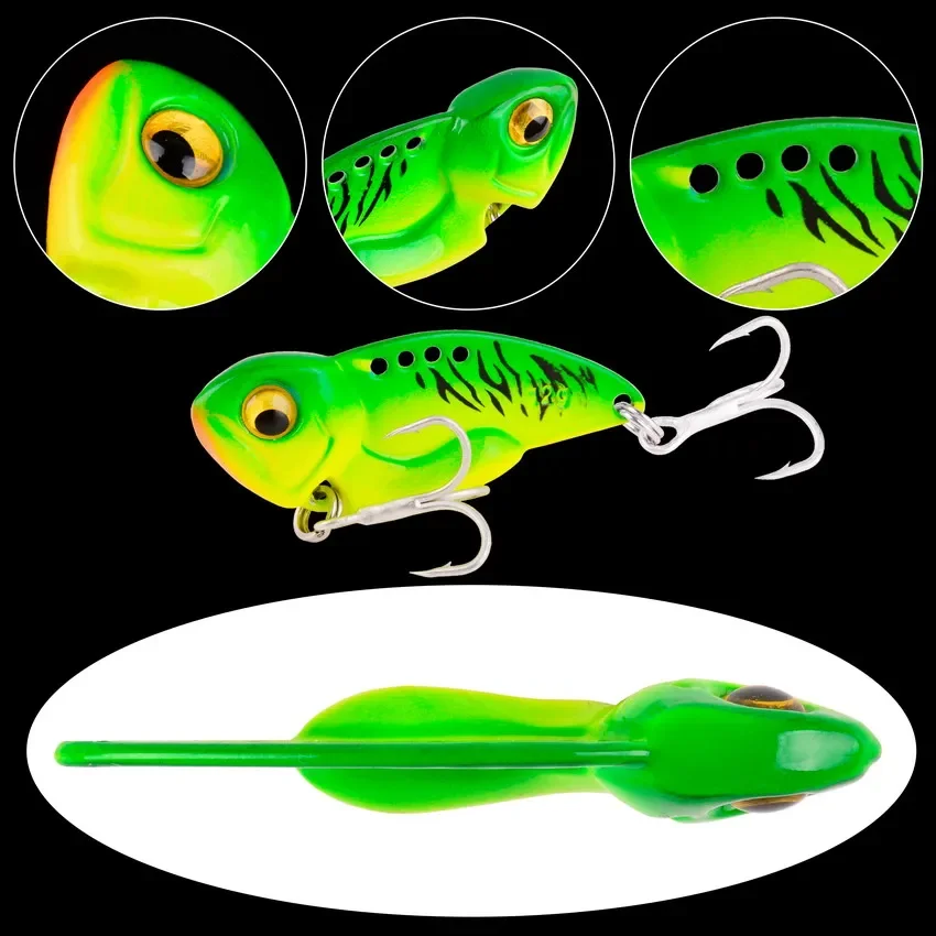 Señuelo de pesca VIB de Metal, 5g, 7g, cuchara con vibraciones vívidas, lubina, Spinner Artificial, cebo duro, señuelo de cigarra, cebo VIB, ojos 3D - imagen 4