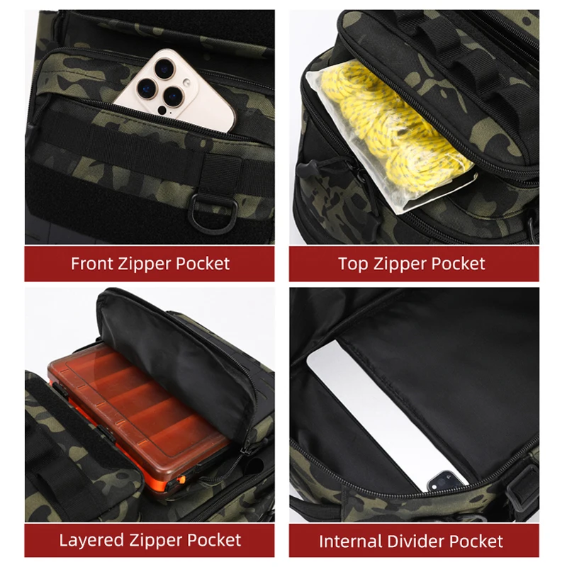 Mochila de pesca portacañas gran capacidad – Táctica para exterior - imagen 5