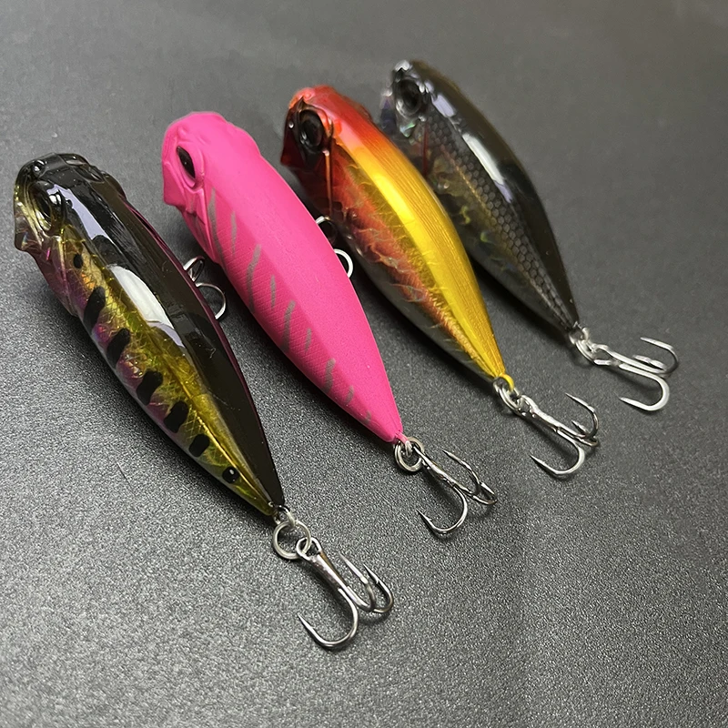 Señuelo Popper de 9g y 64mm para pesca, cebos de sonajero, cebo duro Artificial Topwater, Wobblers para lubina, equipo de pesca - imagen 4