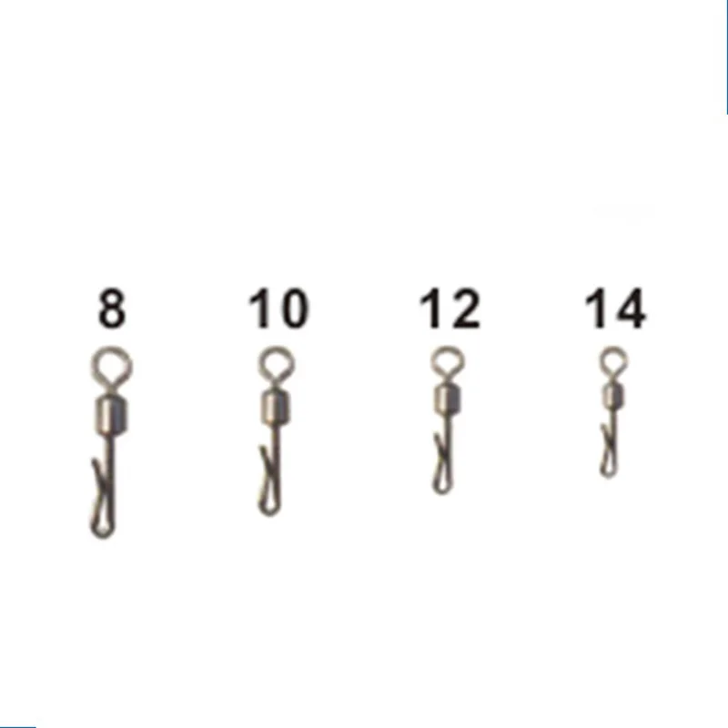 Conector de acero inoxidable para pesca, 10 unids/lote, rodamiento giratorio 7 #8 #10 #12 #, conectores de señuelo de gancho, accesorios a presión - imagen 2