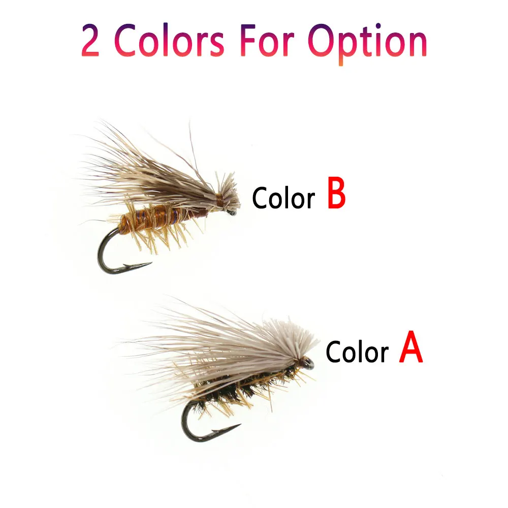 Bimoo 6PCS # 14 pelo de alce Caddis mosca flotante pelo de ciervo Stonefly mosca seca trucha emergente Artificial Mayfly Grayling Señuelos de pesca - imagen 4