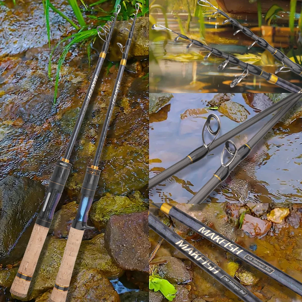 ROLLFISH UL ultraligero telescópico viaje fibra de carbono Spinning Casting trucha caña de pescar enviar 100m línea de pesca - imagen 5