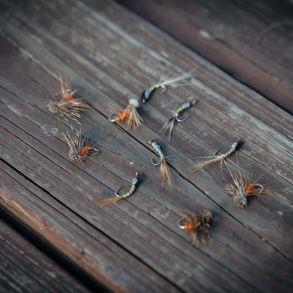 Goture-Kit de moscas de pesca hechas a mano, señuelo de pesca con mosca #12, mosca húmeda, ninfa, cebo Artificial para trucha, aparejos de pesca, 10 unids/lote - imagen 5