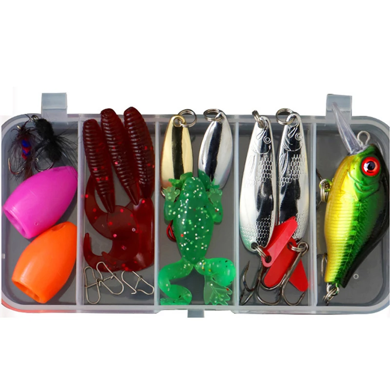 Kit de Señuelos de Pesca, Wobblers artificiales duros, cucharas de plantilla de Metal, señuelo suave, cebo de Pesca de silicona, accesorios de aparejos de Pesca - imagen 2