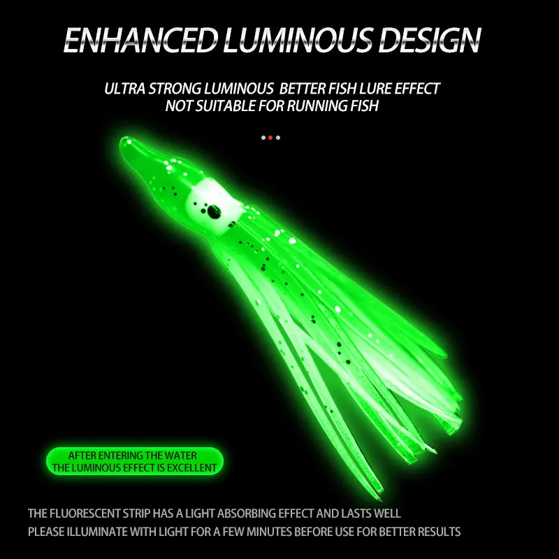 5 unids/bolsa 5-12cm 20 colores calamar brillante para señuelo de pesca hoochies de goma suave pulpo calamar falda cebo agua de mar para lubina atún - imagen 5