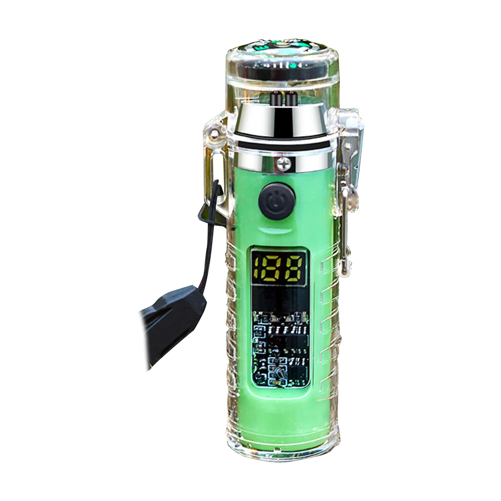 Un dispositivo verde y plateado con una pantalla digital que lee 183