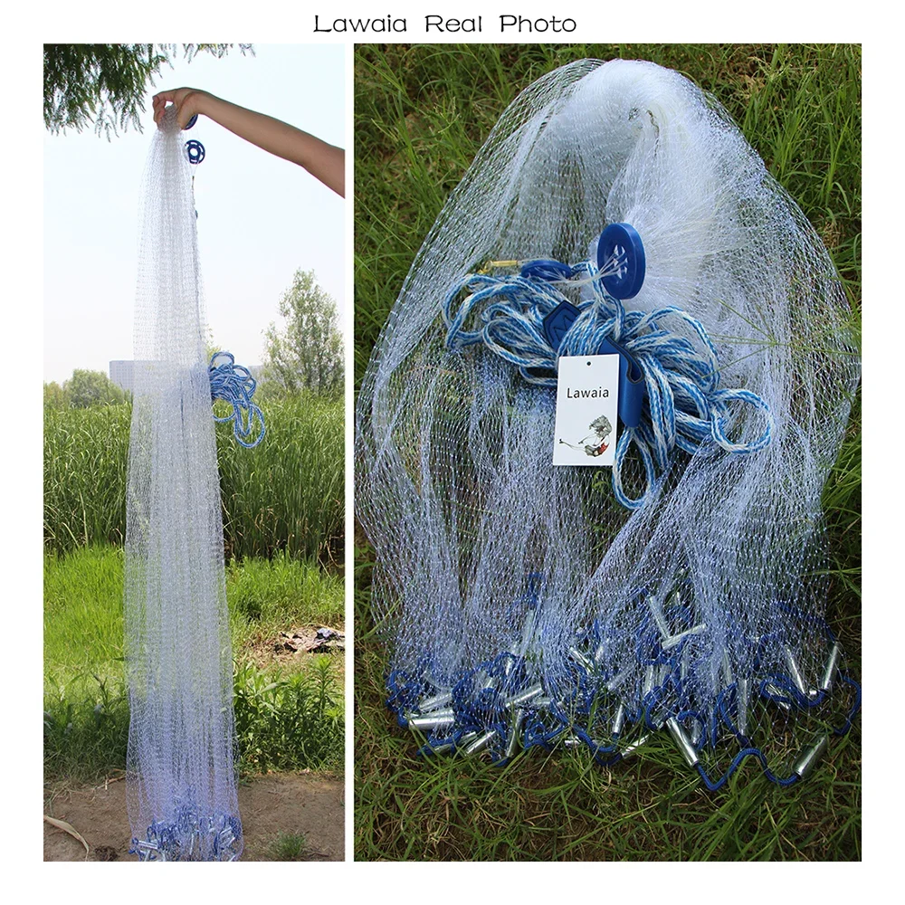 Lawaia-red de pesca con mosca, Red de fundición a mano americana, tiene plomos, deportes, tiro a mano, diámetro de 1,8 m-7,2 m - imagen 2