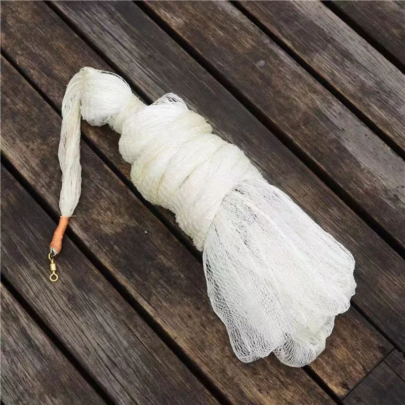 Lawaia red tradicional de fundición a mano, red de pesca colgante de acero trenzado de nailon blanco, malla inferior, trampa para peces de bolsillo