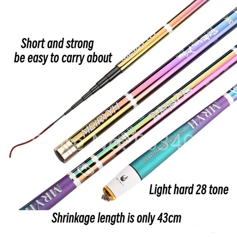 Caña de pescar giratoria colorida de carbono fundido, 5-17 secciones, 1,8 M-6,3 M, caña de pescar portátil de viaje, caña de pescar giratoria, equipo de pesca - imagen 2