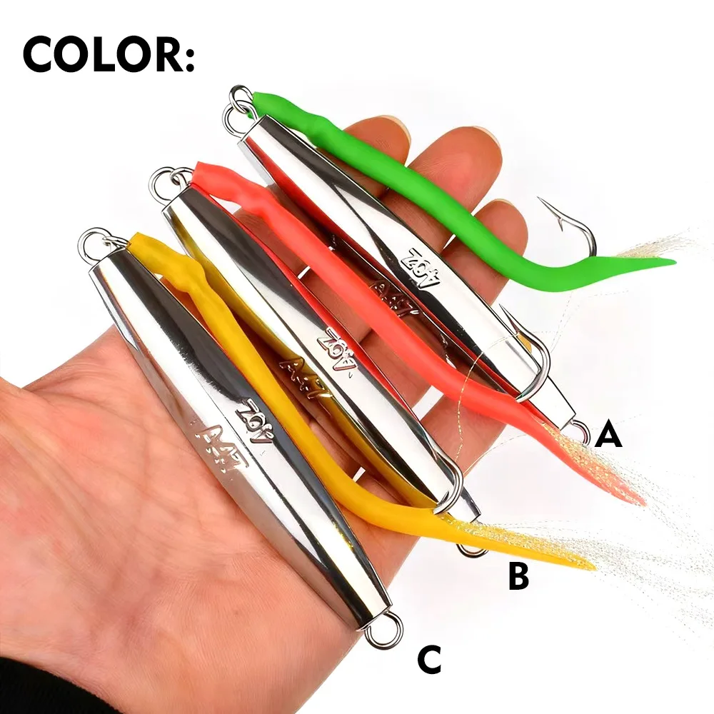 Plantilla de Metal de plomo para pesca, señuelo de larga distancia con pluma, anzuelo individual, barco de pesca de mar, caballa, lubina, atún, 1 ud. - imagen 4