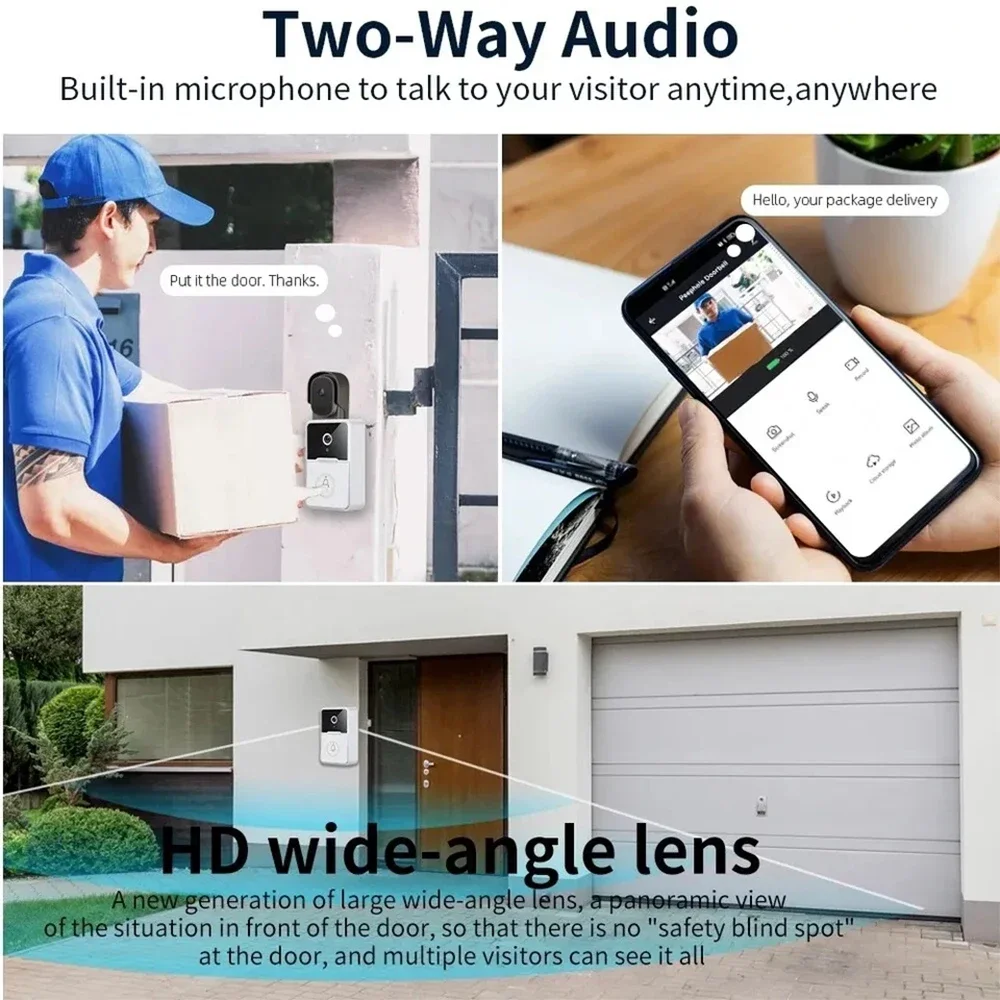 Timbre con cámara de vídeo WiFi, timbre con Audio de 2 vías, IA, detección humana inteligente, visión nocturna, almacenamiento en la nube, alerta en tiempo Real - imagen 3