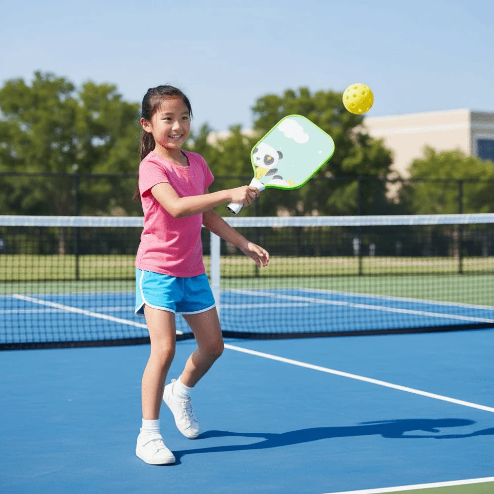Juego de Pickleball para niños de dibujos animados, raquetas de Pickleball ligeras y duraderas para niños, juego de Pickleball para niños con agarre antideslizante de 2 bolas - imagen 2