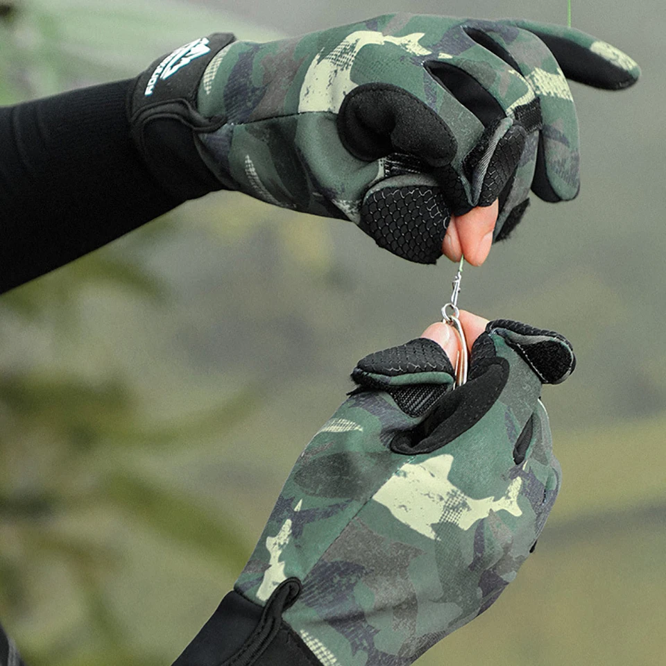 WALK FISH-guantes de pesca deportivos de invierno, 3 guantes antideslizantes transpirables para exteriores, equipo de pesca, novedad, 1 par - imagen 5