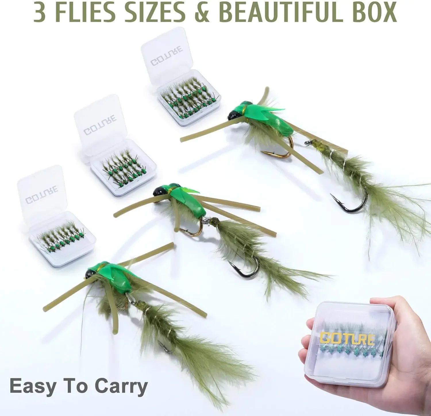 Goute 8-16 Uds moscas de pesca con mosca señuelo atado a mano moscas secas/húmedas juego de anzuelos dobles 12 # 14 #   16 #   18 #   con Caja Trucha Bajo Steelhead Salmón - imagen 3