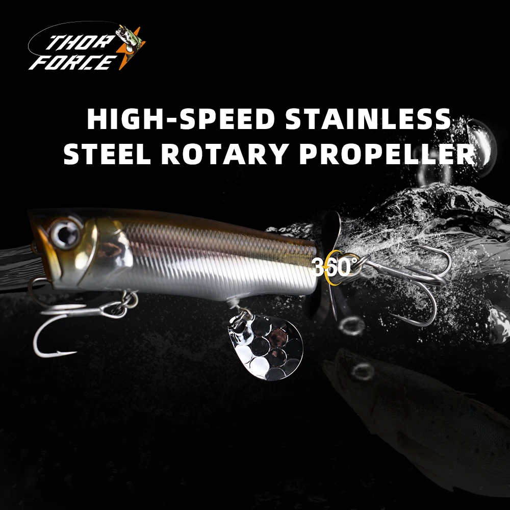 THORFORCE 70mm 14g Popper Wobbler cebo flotante Topwater cola giratoria señuelo Whopper señuelos de agua salada aparejos de Lucio Artificial - imagen 4