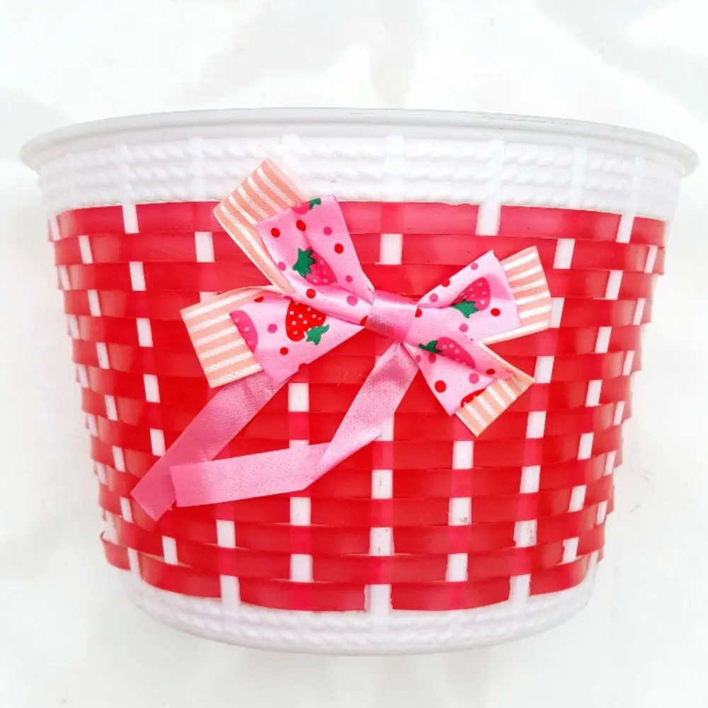 Nuevo Almacenamiento de bicicletas multicolor para niños, portabicicletas delantero tejido a mano, cesta para manillar de patinete, cesta para bicicleta