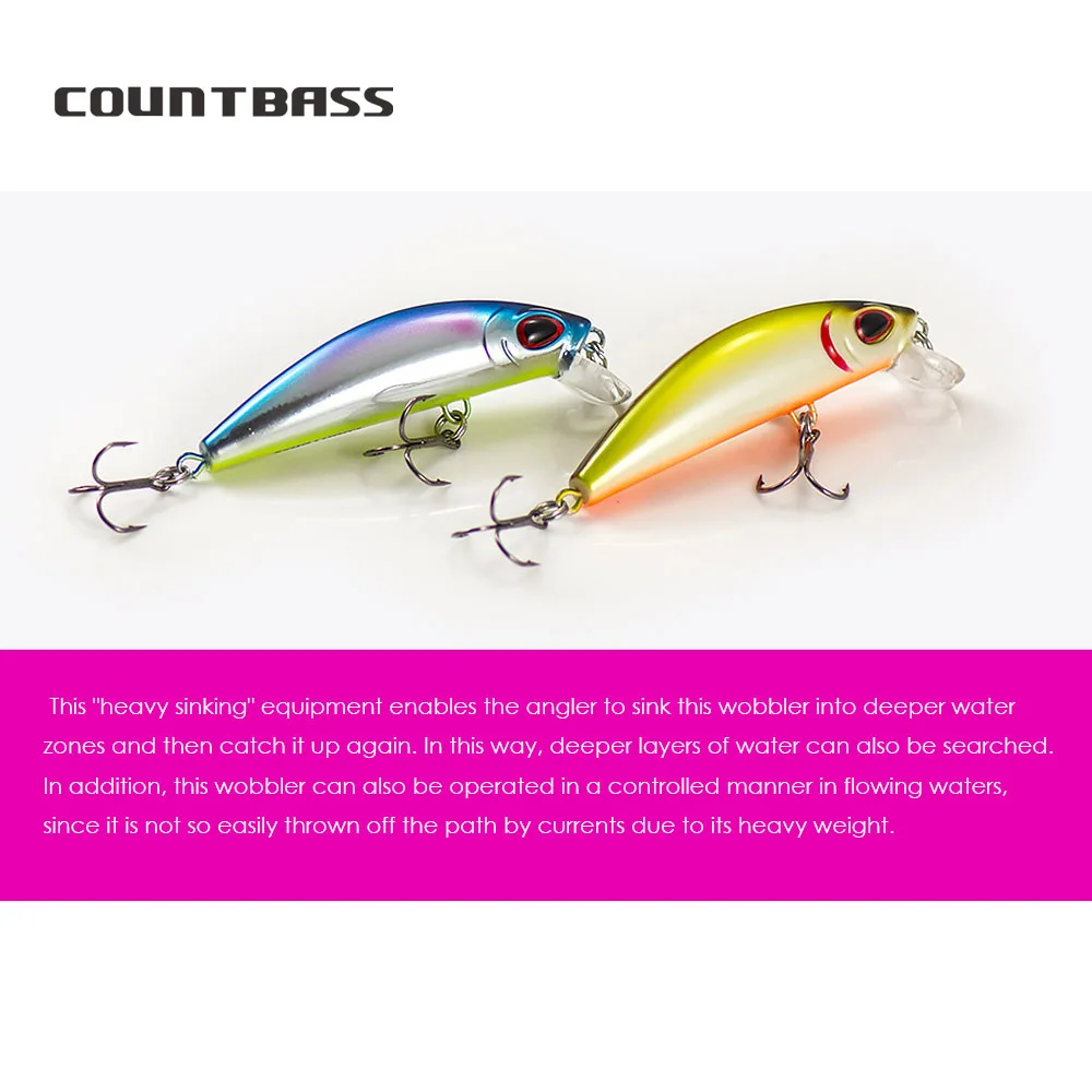 Countbass Afundando Minnow 65 mm 2-1/2" 11 g 3/8 oz. Señuelos de pesca de buceo de 0,8-1,2 m para trucha, cebo duro Isca Pesca Artificiali - imagen 5