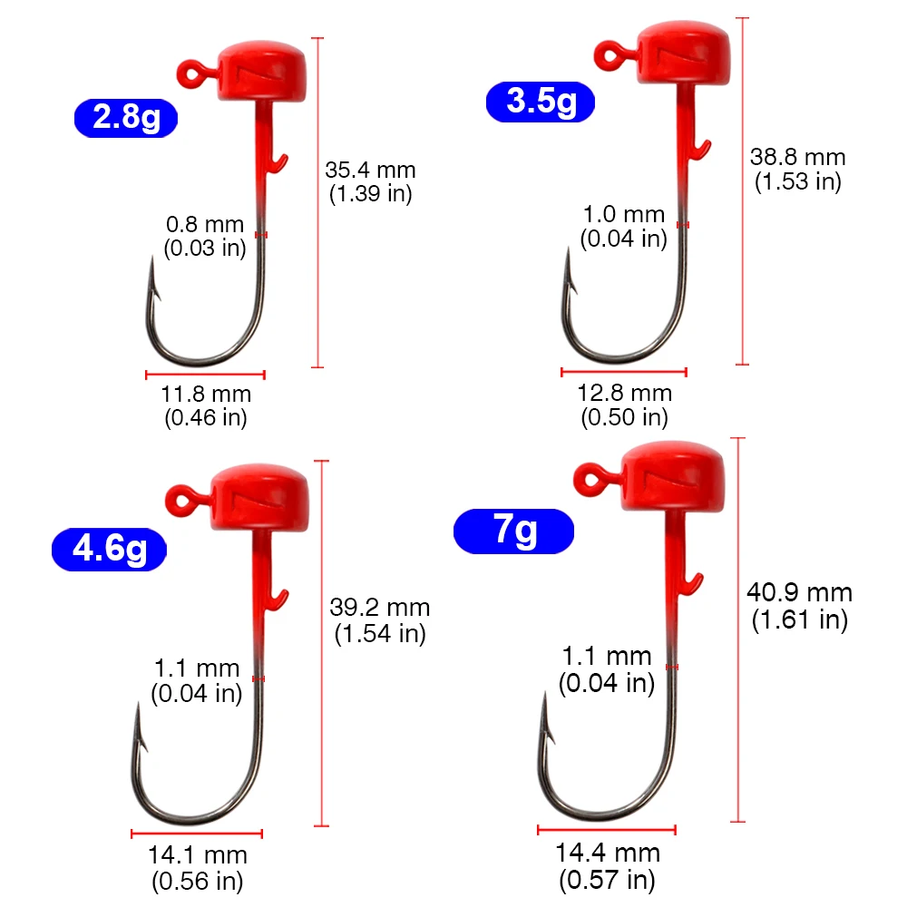 5 unids/caja Ned Rig anzuelos de pesca 2,8g 3,5g 4,6g 7g cabeza de anzuelo seta para señuelos blandos aparejos de Jigging herramienta fina anzuelo de púas afilado - imagen 3