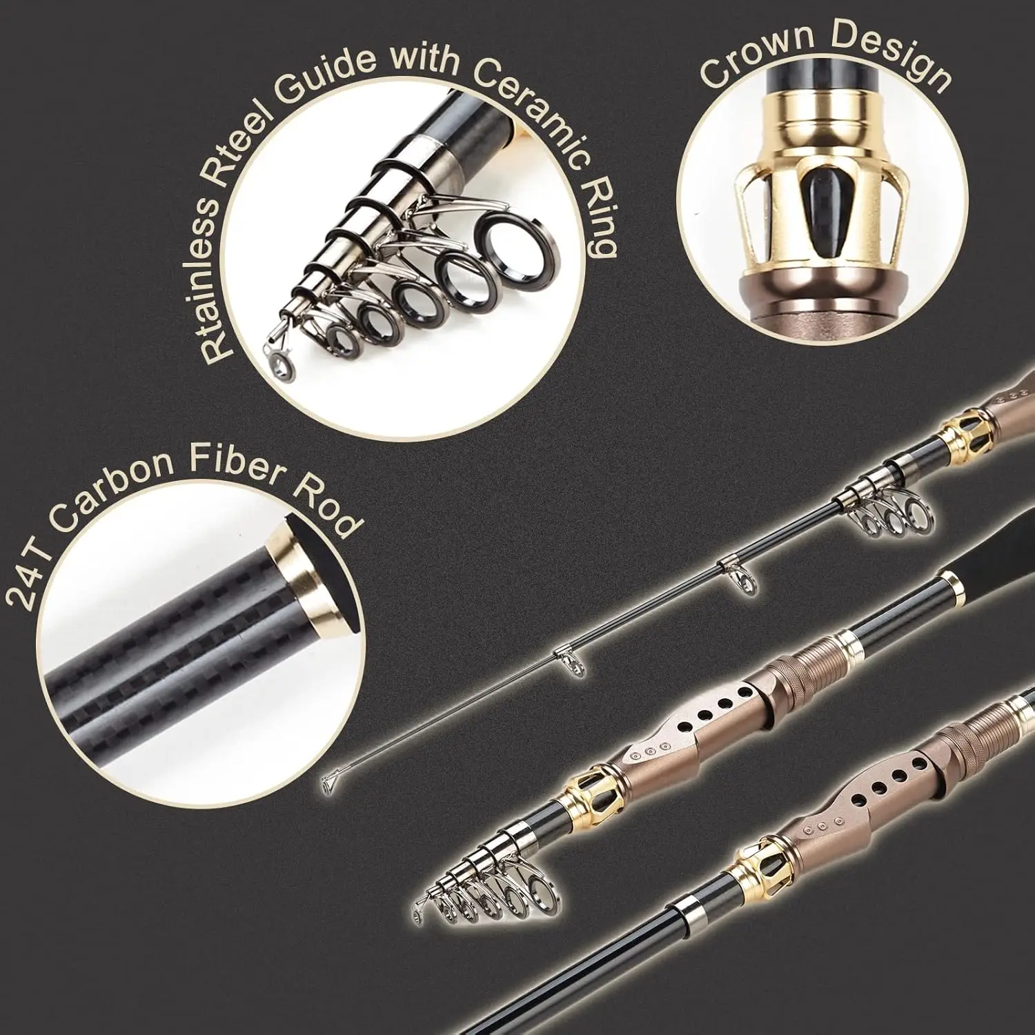 Combos de caña de pescar Fishdrops con caña de pescar telescópica y carrete de pesca giratorio, señuelo, sedal, piezas de pesca - imagen 5