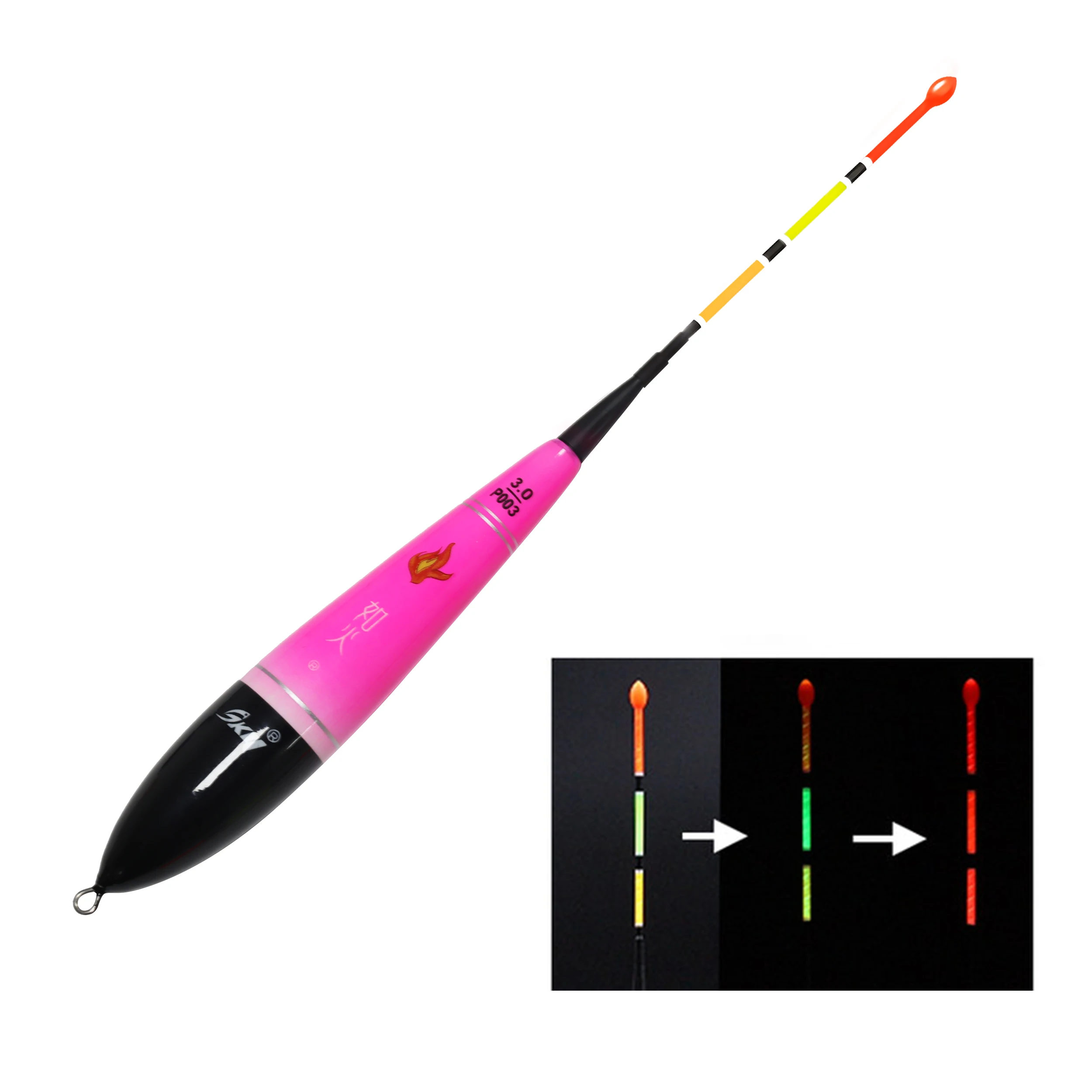 Sycamore-flotador de pesca electrónico, cebo luminoso de madera, luz de cola de deriva intermitente, aparejos de flotación de pesca en el mar, decoloración - imagen 4