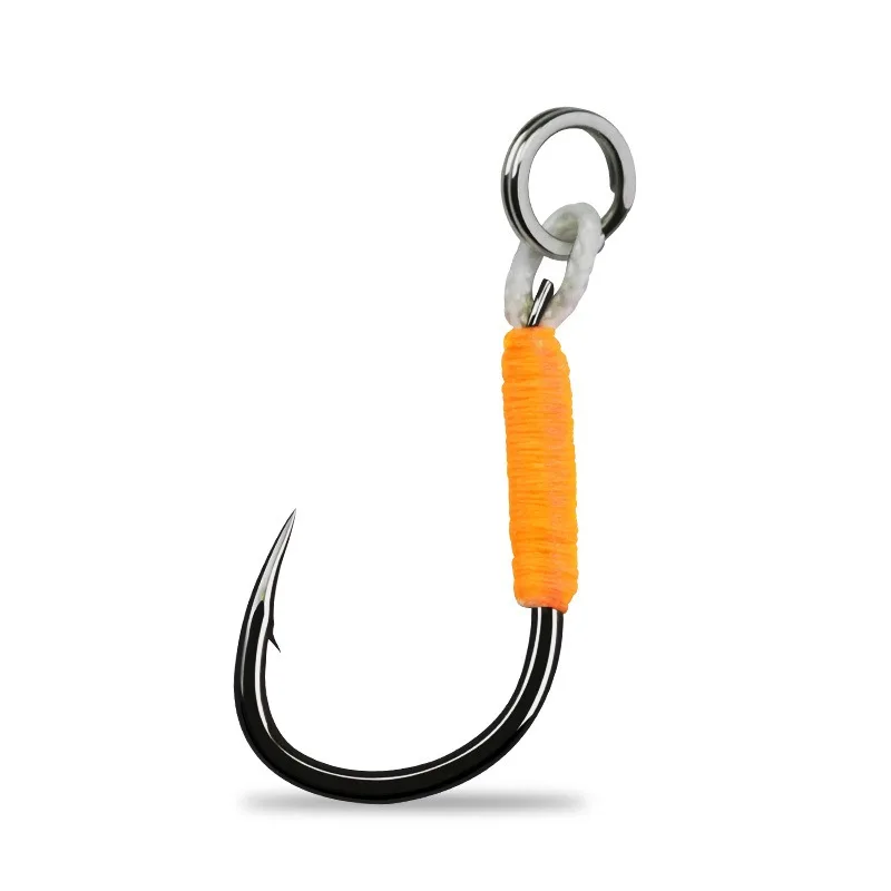 10 Uds. Señuelo de Pesca, anzuelo duro, plantillas de Pesca DIY, anzuelo de asistencia, anzuelos de plantilla individuales con púas, Pesca de acero rico en carbono - imagen 5