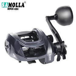 SAMOLLA carrete de Baitcasting de cuerpo ancho Max Grag 15kg 6,4:1 engranaje de latón pesca al gato de agua salada trolling agitar rueda lenta agua de mar
