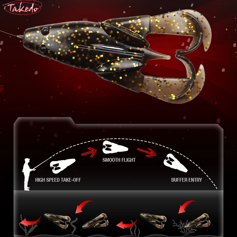 TAKEDO 3 unids/set 7,5 CM 8G Material TPR señuelo de rana señuelo de pesca suave cebos artificiales cebo suave con cuenta de sonido para cabeza de serpiente - imagen 5