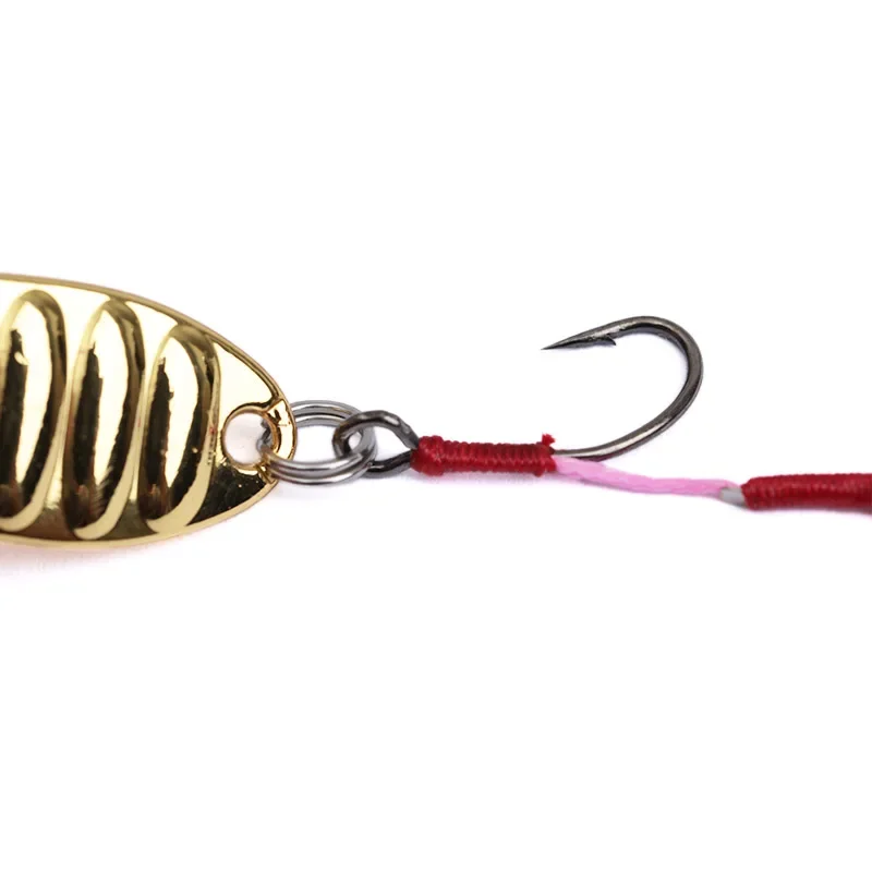 OUTKIT-señuelo pequeño de acero al carbono, anzuelo doble, microojo grande, cuchara de un solo gancho con mango de gancho de tubo para peces pequeños, 10 Uds. - imagen 5