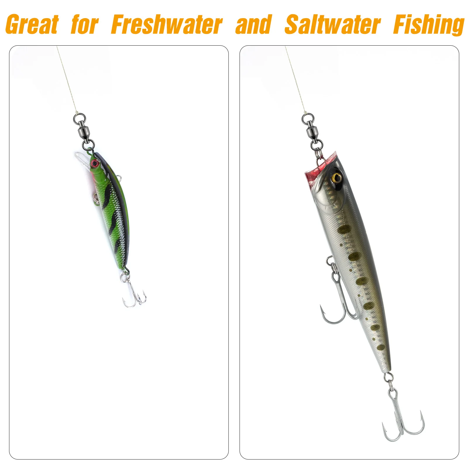 Dr.Fish 10 Uds. Anillo sólido giratorio de pesca de alta resistencia para agua salada, rodamiento de bolas de acero inoxidable, conector de señuelo para anzuelo de pesca rodante - imagen 5