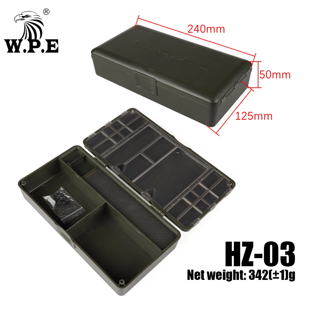 W.P.E, 1 Uds., caja de aparejos de pesca de carpa, anzuelo de señuelo, alimentador de línea, caja de almacenamiento de plástico, anzuelo de pesca de carpa, caja de grupo, aparejos - imagen 4