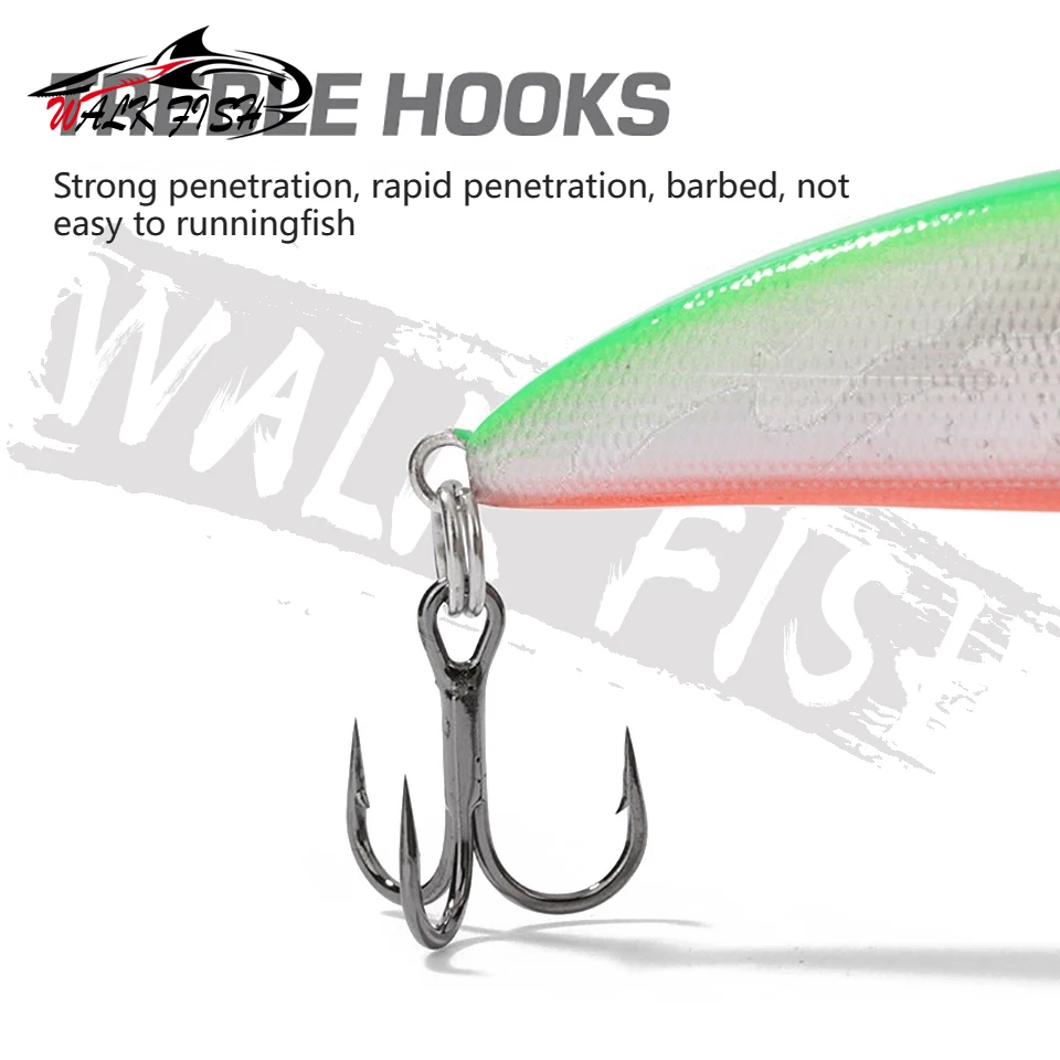 WALK FISH 1 Uds. Señuelos de pesca Minnow 5g 5cm cebos de hundimiento de lubina ojos duros 3D Swimbait Artificial Luya cebo aparejos anzuelo - imagen 4