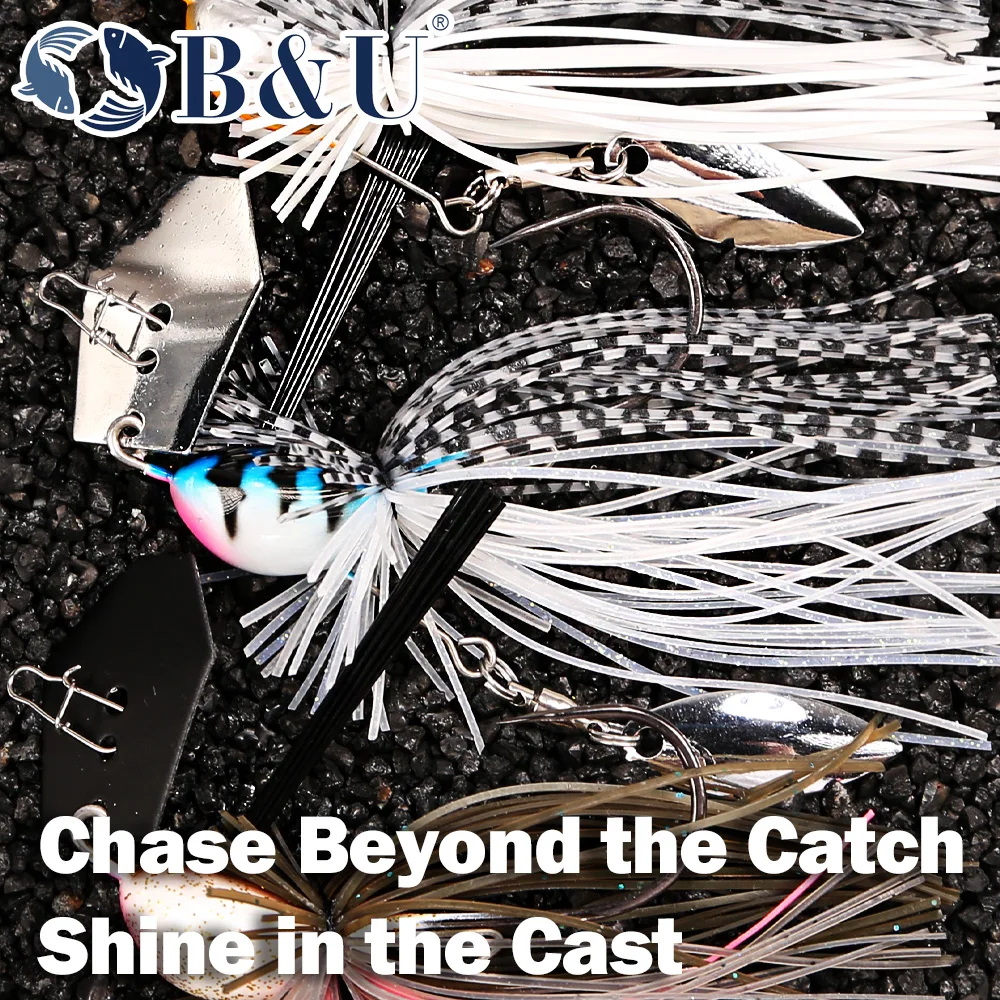 B & U Chatterbait 10,5g 14g plantilla de hoja aguja Spinner Stinger gancho alambre de vibración cebo eléctrico Lucio Bass Jig señuelo de pesca - imagen 3