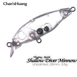 Minnow artesanal Chan'sHuang – Wobbler blanco con rattle