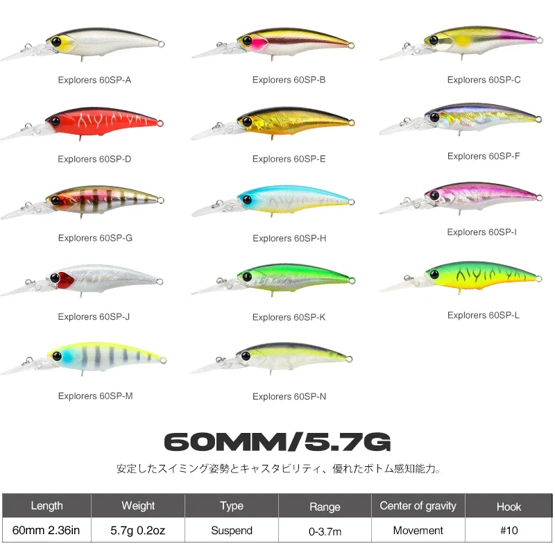 TSURINOYA Max 3,7 m 60SP 5,7g señuelo de pesca de pececillo suspendido exploradores SHAD cebo duro de fundición larga para Lucio perca Chub Jerkbait - imagen 5