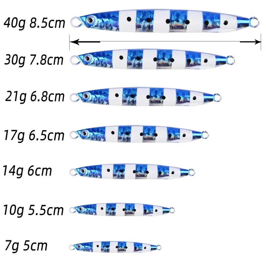 Señuelos de Pesca con cuchara de Jigging de Metal, 6 uds., 7g - 40g, cebo Artificial que se hunde, plantilla de Pesca en el mar, señuelos de Pesca súper duros - imagen 3